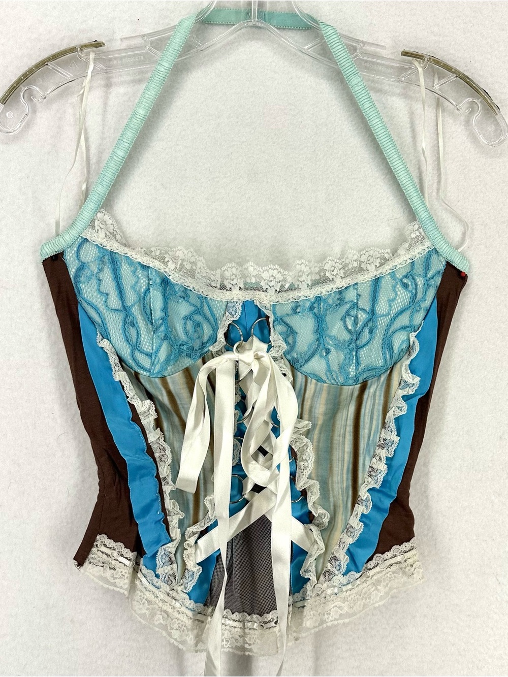 LM Lulu by Ornella Women’s Corset Halter Lace Up Top NWT Y2K
